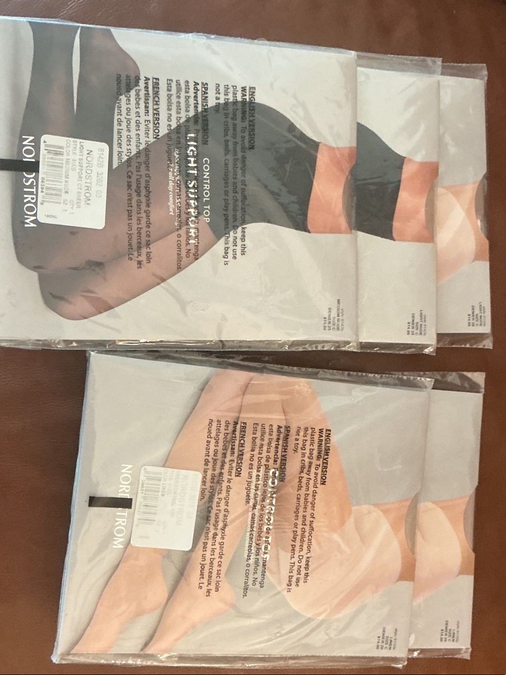 Nordstrom Sheer Nude and Black Control Top Dress Socks - Pack